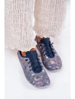 Dámské Kožené Polobotky Z Přírodní Kůže Vzorované Artiker 56C2691 Modré