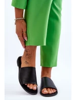 Dámské kožené hladké pantofle černe Cerise