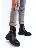 Dámské ploché kozačky se zipem černá Elkasa Dámské ploché kozačky se zipem černá Elkasa