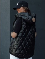 Dámská prošívaná vesta s kapucí GLITZY černá FashionStreet TY4447