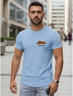 Pánské bavlněné tričko s minimalistickým potiskem modré FashionStreet NX5096R