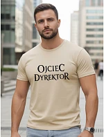 Pánské klasické tričko s nápisem bavlna béžová FashionStreet NX5144R Pánské klasické tričko s nápisem bavlna béžová FashionStreet NX5144R