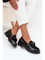 Lakované Dámské Mokasíny S Mašlí S.Barski HY51-319 Černé Lakované Dámské Mokasíny S Mašlí S.Barski HY51-319 Černé