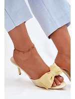 Dámské sandály na jehlovém podpatku s mašlí Žluté Jelessa