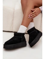 Dámské semišové sněhule Vinceza na platformě – černé