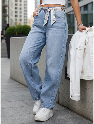 Dámské pytlovité džíny s vysokým sedem modré FashionStreet UY2928