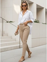 Dámské džíny Mom Fit s vysokým pasem a páskem, béžové, FashionStreet UY3087
