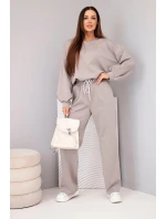 Dámský komplet máslová mikina s broží a kalhoty s rovnými nohavicemi fango