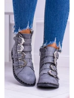 Lu Boo tmavě šedé semišové kotníkové boty Virginia Rock Star