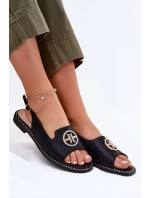 Dámské Sandály Na Plochém Podpatku S Ozdobou S.Barski KV51-002 Černé