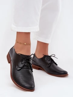 Dámské kožené elegantní šněrovací polobotky Zazoo 4238 Černé