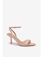 Dámské sandály na podpatku z eko kůže béžové Sedira