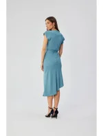Asymetrické pouzdrové šaty S362 tyrkysově modré - Stylove