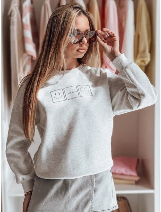 Dámská oversize mikina s výšivkou EASYJOY šedá FashionStreet BY1517