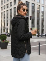 Dámská přechodná prošívaná bunda s odnímatelnou kapucí černá TY5625