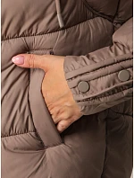 Dámská prošívaná bunda s kožešinovou kapucí, béžová, FashionStreet TY5893 Dámská prošívaná bunda s kožešinovou kapucí, béžová, FashionStreet TY5893