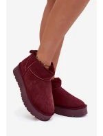 Módní semišové nízké sněhule bordó Nucca