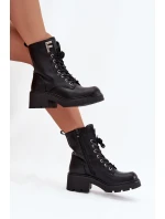 Dámské workery kotníkové boty na klínku zateplené s písmenem F černé Lurina