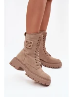 Dámské workery boty s ozdobným prvkem zateplené béžové Kalindra