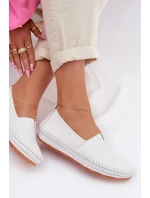 Kožené dámské polobotky LR61-7051 Bílé