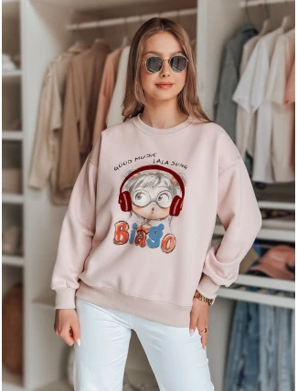 Dámská mikina s potiskem LALA VIBE růžová FashionStreet BY1505