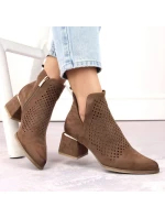 Semišové boty na podpatku Potocki W WOL213B hnědé