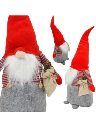 DEKORATIVNÍ SANTA CLAUS 50CM CHLAPEC S PYTLEM A JEŘABINOU