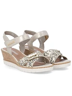 Dámské kožené páskové sandály zlaté Remonte R6266-90