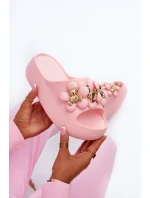 Dámské pěnové žabky s ozdobami na tlusté podrážce růžové od Bremavia