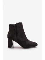 Zateplené Kotníkové Boty Na Podpatku S Zrcadlovým Prvkem Černé Silvare