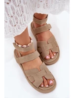 Dámské sandály na suchý zip Khaki Uvissa