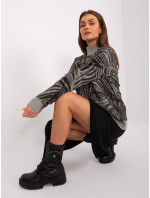Khaki dámský oversized svetr s rolákem