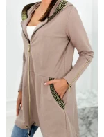 Dámská delší mikina s ozdobnou stuhou 9320 Béžová - K-Fashion