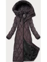 Dlouhá hnědá dámská zimní bunda s kapucí Libland (7832)