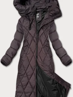 Dlouhá hnědá dámská zimní bunda s kapucí Libland (7832)