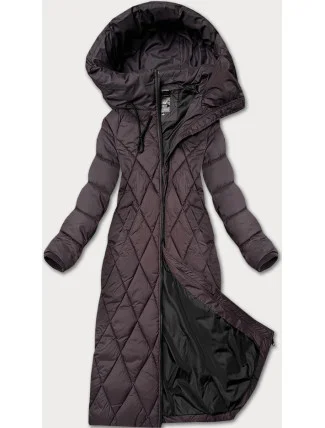 Dlouhá hnědá dámská zimní bunda s kapucí Libland (7832)