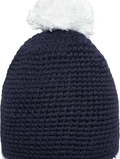 Daiber MB 7964 Háčkovaná čepice s kontrast. lemem a bambulí 03.7964 navy/white