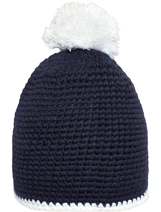Daiber MB 7964 Háčkovaná čepice s kontrast. lemem a bambulí 03.7964 navy/white Daiber MB 7964 Háčkovaná čepice s kontrast. lemem a bambulí 03.7964 navy/white