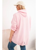 Dámská mikina Plus Size s kapucí a potiskem cukrově růžová