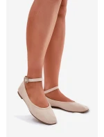 Eko Semišové Baletky S Páskem A Přezkou Béžové Deomira
