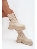 Boty Na Masivní Platformě Eko Kůže Béžové Kylira