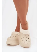 Pěnové dámské pantofle s teplou kožešinou béžové Palvine