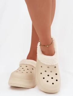 Pěnové dámské pantofle s teplou kožešinou béžové Palvine