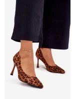 Dámské lodičky s leopardím vzorem Vinceza – hnědé
