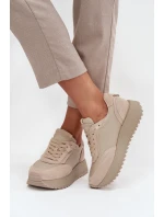 Dámské kožené tenisky na platformě Artiker – béžové Dámské kožené tenisky na platformě Artiker – béžové