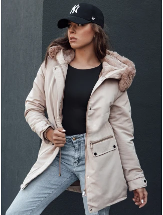 Dámská zimní bunda parka s kapucí SNOWFALL béžová FashionStreet TY4490