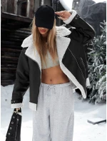 Dámská černá bunda z ovčí kůže ramones FashionStreet TY5237z