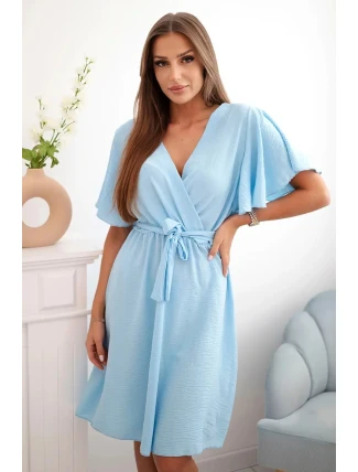 Šaty s vrstveným výstřihem modrý