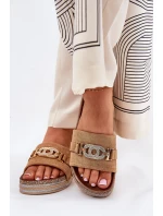 Dámské Pantofle Se Zlatým Detailem Na Platformě S Třpytkami Camel Eanes