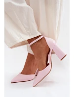 Lodičky na podpatku z umělé kůže Růžové Selvra